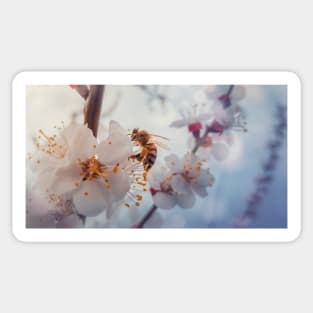 honey bee on apricot flowers Sticker